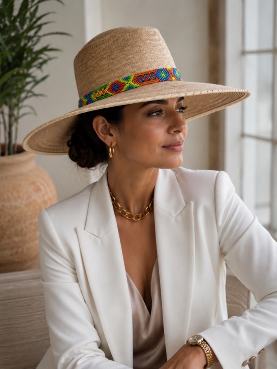 Luxury Boho Straw Hat | Guatemalan Handcrafted Wide Brim display picture 1